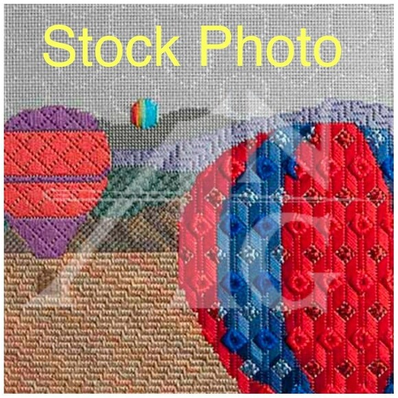 Unfinished 2018 Needlepoint Hot Air Balloons Rainbow 7x7" American Guild Seminar - Picture 3 of 12